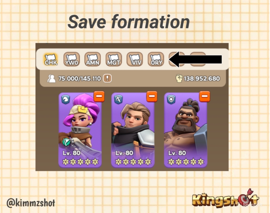 Preset formations for Bear Hunt